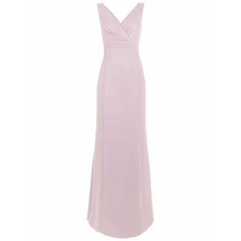 Maids to Measure Lisette Fitted V Neck Maxi Dress, Frosted Fig