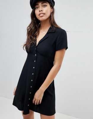 ASOS DESIGN Button Through Mini Skater Dress