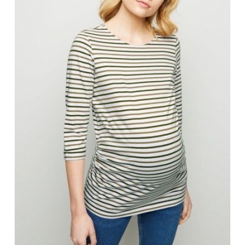 Maternity Green Stripe 3/4 Sleeve T-Shirt