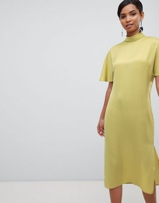 ASOS DESIGN high neck matte satin midi dress