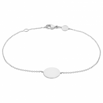 IBB Personalised 9ct Gold Disc Initial Chain Bracelet, White Gold