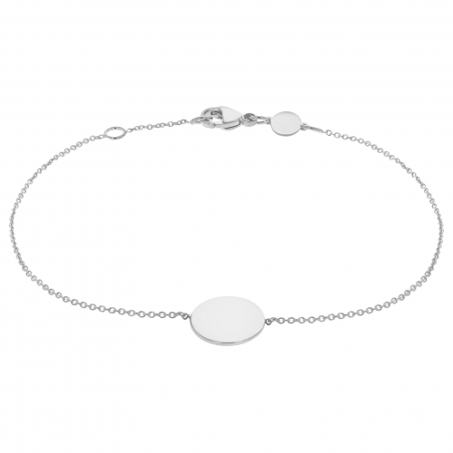 IBB Personalised 9ct Gold Disc Initial Chain Bracelet, White Gold