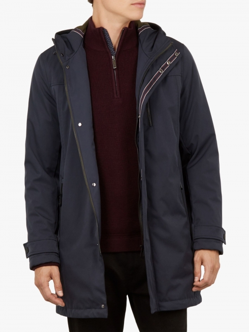 Ted Baker Rockfrt Quilted Hooded Parka Coat, Navy