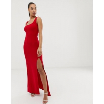 Club L square neck detail slinky maxi dress