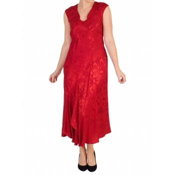 Chesca Satin Back Crepe Jacquard Dress, Ruby