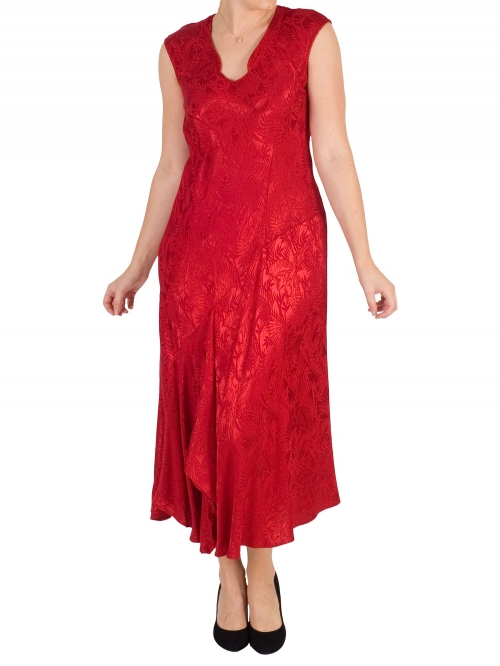 Chesca Satin Back Crepe Jacquard Dress, Ruby