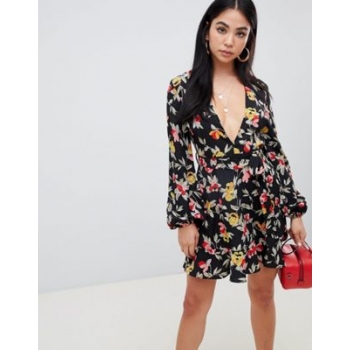 Missguided belted mini dress in floral