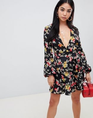 Missguided belted mini dress in floral