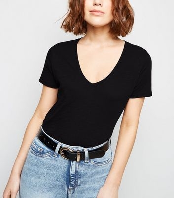 Black Organic Cotton V Neck T-Shirt