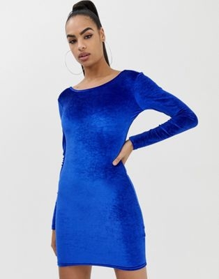 COLLUSION velvet bodycon dress with low back