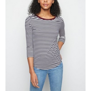 Navy Stripe 3/4 Sleeve T-Shirt