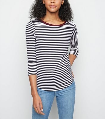 Navy Stripe 3/4 Sleeve T-Shirt