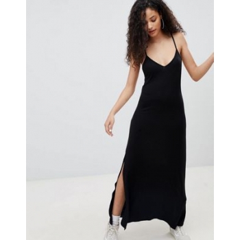 Bershka cami maxi dress in black