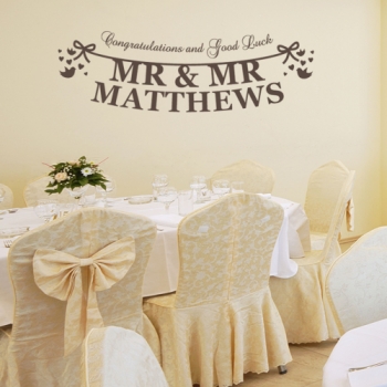 Megan Claire Personalised Mr & Mr Just Married Wall Sticker, Brown