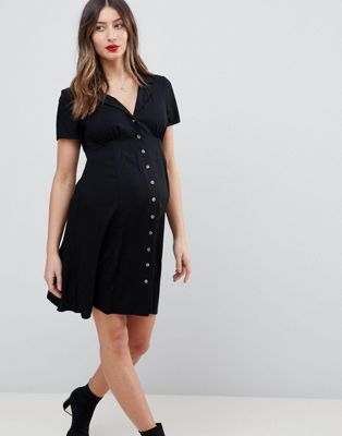 ASOS DESIGN Maternity Button Through Mini Skater Dress