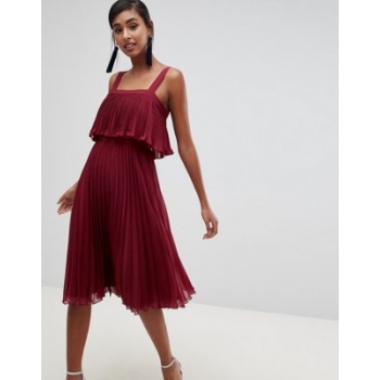 ASOS DESIGN double layer pleated cami midi dress