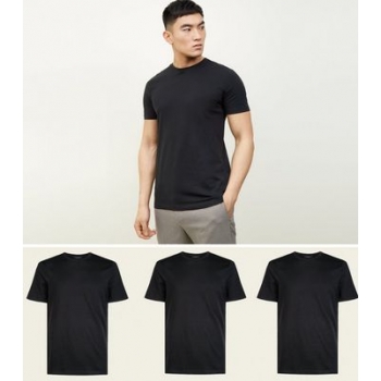 3 Pack Black Crew Neck T-Shirts