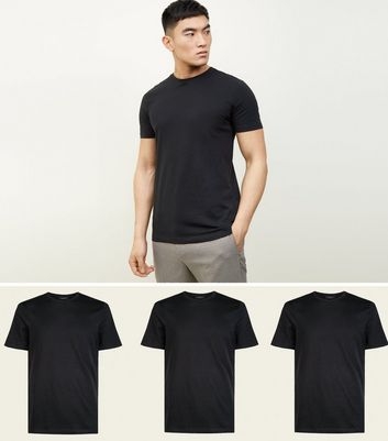 3 Pack Black Crew Neck T-Shirts