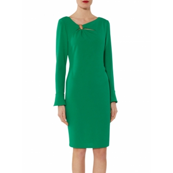 Gina Bacconi Nelly Scuba Flute Sleeve Dress, Emerald