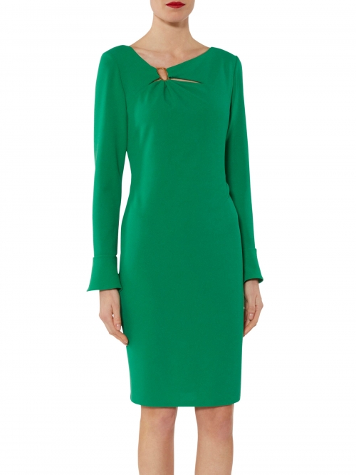 Gina Bacconi Nelly Scuba Flute Sleeve Dress, Emerald