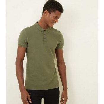 Green Ribbed Muscle Fit Polo Shirt