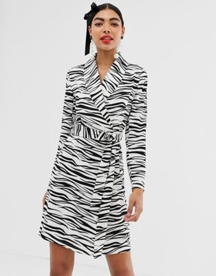 Unique21 zebra print wrap dress