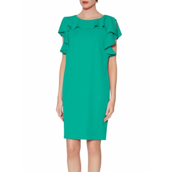 Gina Bacconi Belinda Frill Dress, Paradise Green