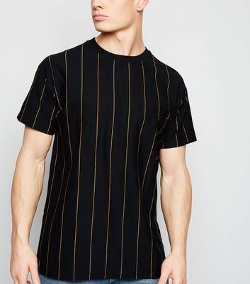 Black Wide Vertical Stripe T-Shirt