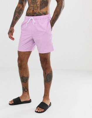 ASOS DESIGN swim shorts in lilac in mid length