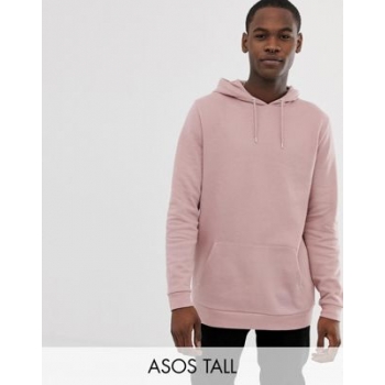 ASOS DESIGN Tall long line hoodie in pink