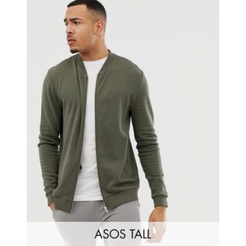 ASOS DESIGN Tall bomber jacket in khaki