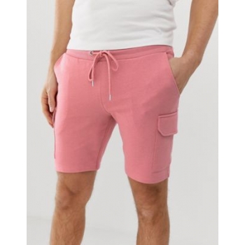 ASOS DESIGN jersey skinny shorts with cargo pockets in pink