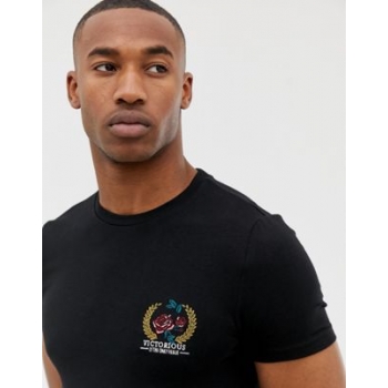 ASOS DESIGN muscle fit t-shirt with chest emblem embroidery