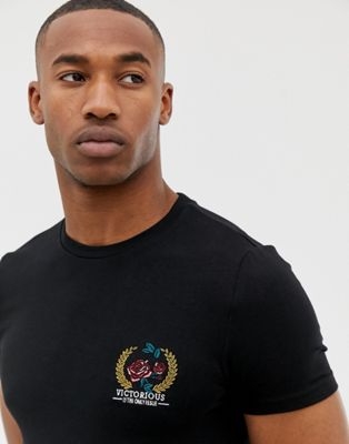 ASOS DESIGN muscle fit t-shirt with chest emblem embroidery