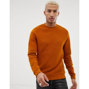 ASOS DESIGN ribbed sweatshirt in dark orange