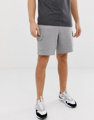 ASOS DESIGN jersey shorts with cargo pockets in grey marl