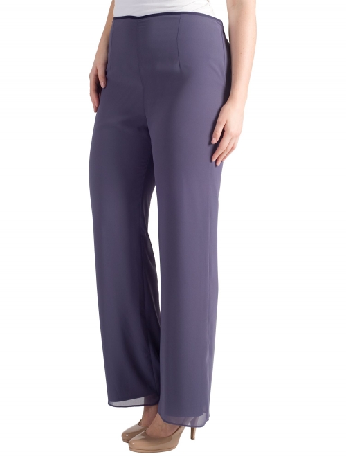 Chesca Satin Trim Chiffon Trousers, Hyacinth