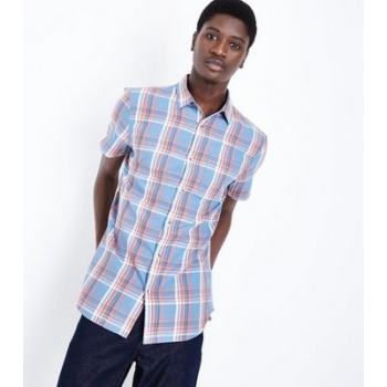 Blue and Coral Check Shirt