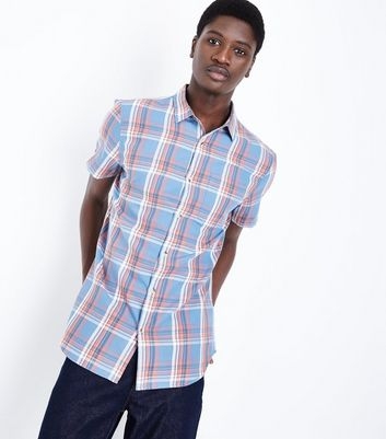 Blue and Coral Check Shirt