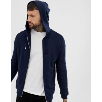 ASOS DESIGN zip up hoodie in navy