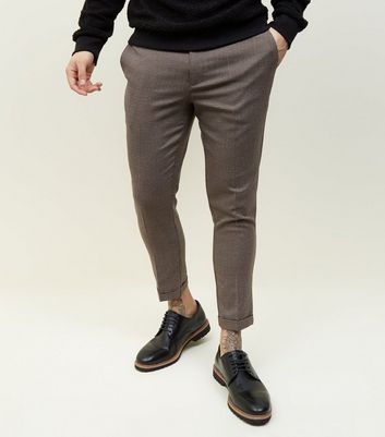 Dark Grey Houndstooth Slim Fit Trousers