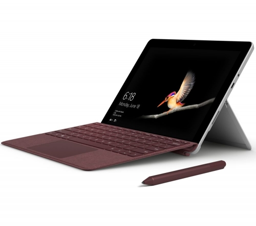 MICROSOFT 10" Surface Go - 128 GB, Silver + Surface Go Signature Typecover - Burgundy