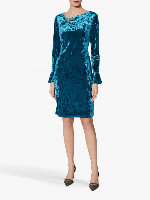 Gina Bacconi Cecilia Velvet Dress, Velvet Teal