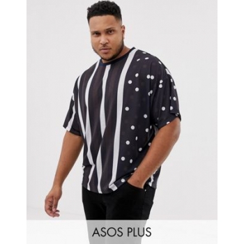 ASOS DESIGN Plus oversized t-shirt with vertical stripe and polka dot