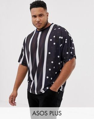 ASOS DESIGN Plus oversized t-shirt with vertical stripe and polka dot