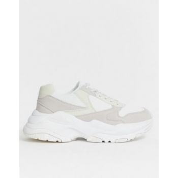 ASOS DESIGN trainers in white mesh with chunky sole