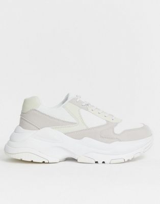 ASOS DESIGN trainers in white mesh with chunky sole