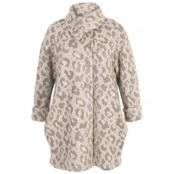 Chesca Animal Jacquard Coat, Beige/Grey