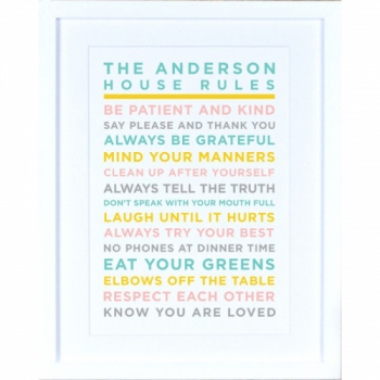 Megan Claire - Personalised House Rules Framed Print, Pastels