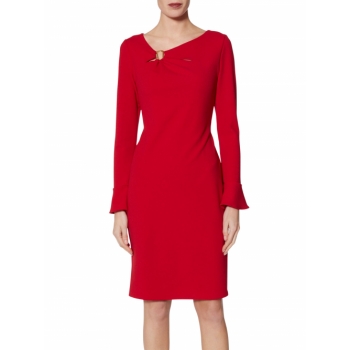 Gina Bacconi Nelly Scuba Flute Sleeve Dress, Red